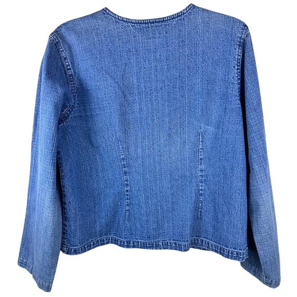 Boho Core Embroidered Denim Jacket Medium Indie Y2K Hippie Style - Picture 2 of 9